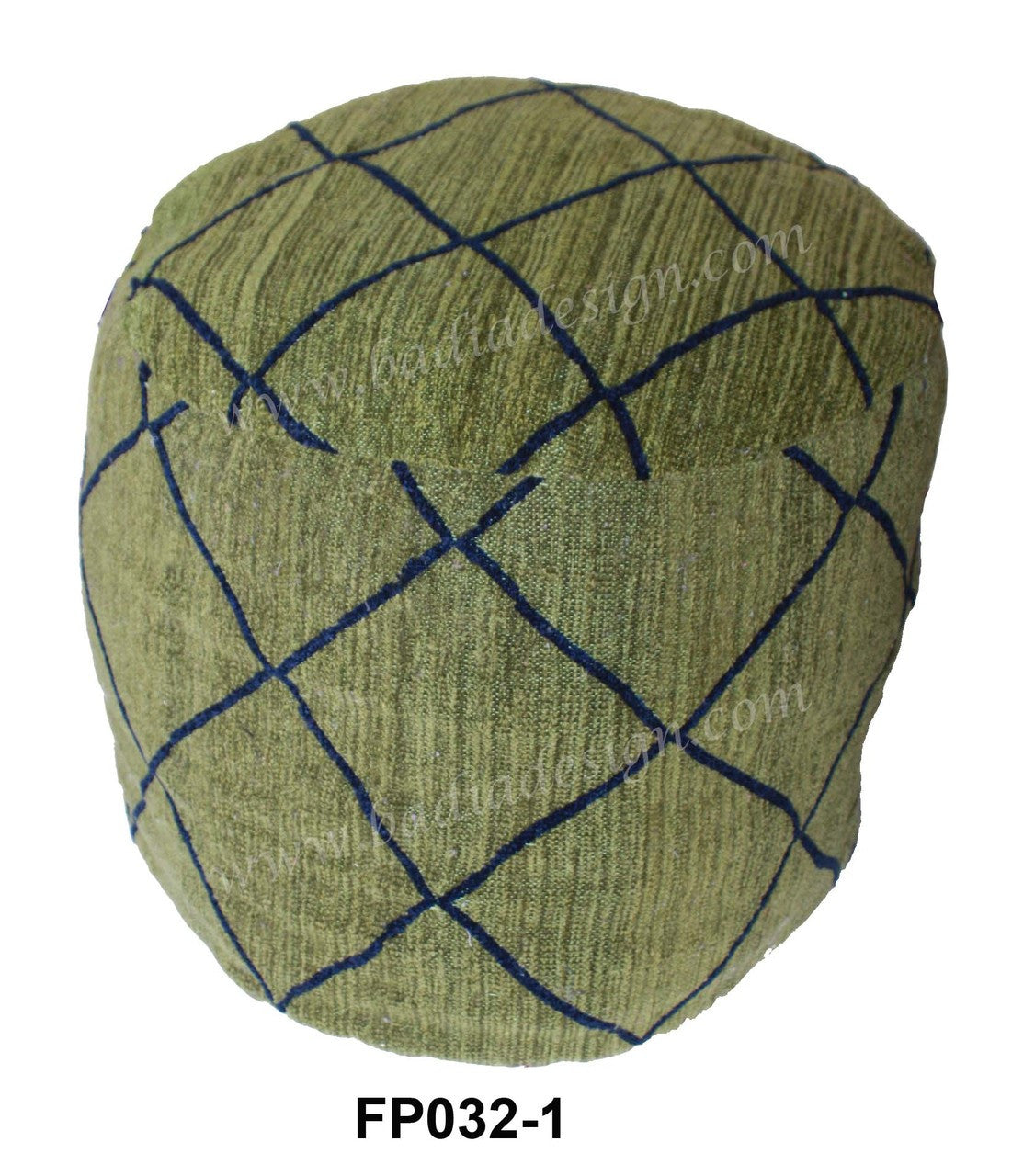 Multi-Color Wool Embroidered Fabric Pouf