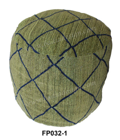 Multi-Color Wool Embroidered Fabric Pouf