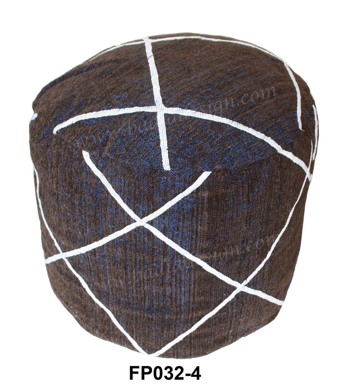 Multi-Color Wool Embroidered Fabric Pouf