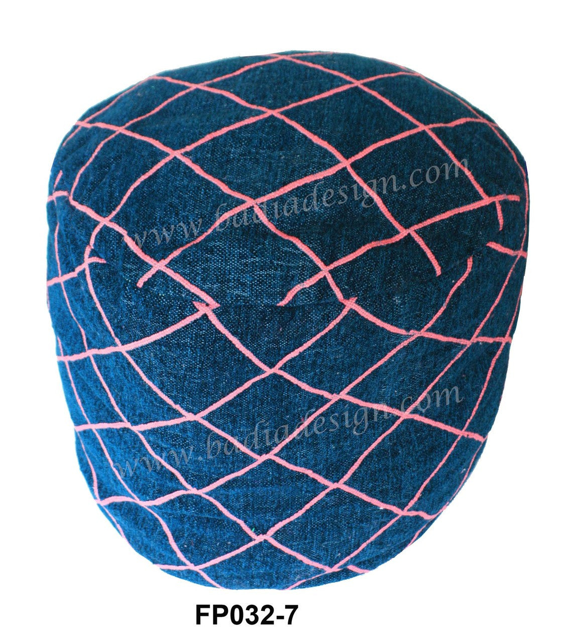 Multi-Color Wool Embroidered Fabric Pouf