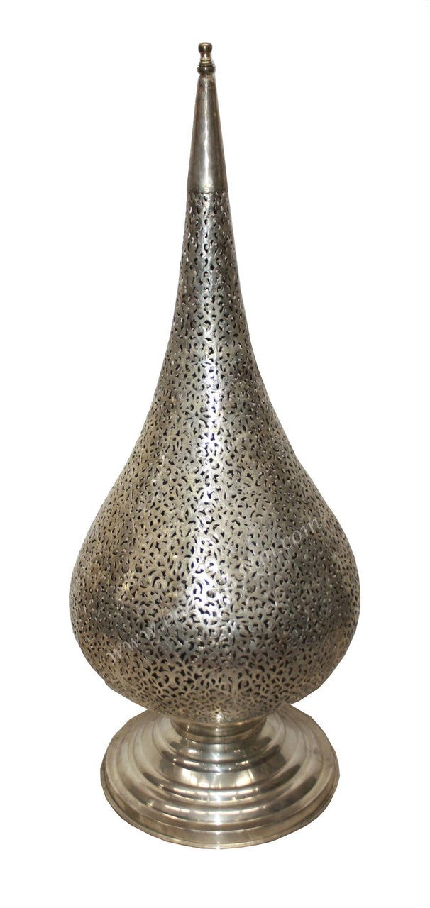 Large Moroccan Brass and Silver Floor Lantern