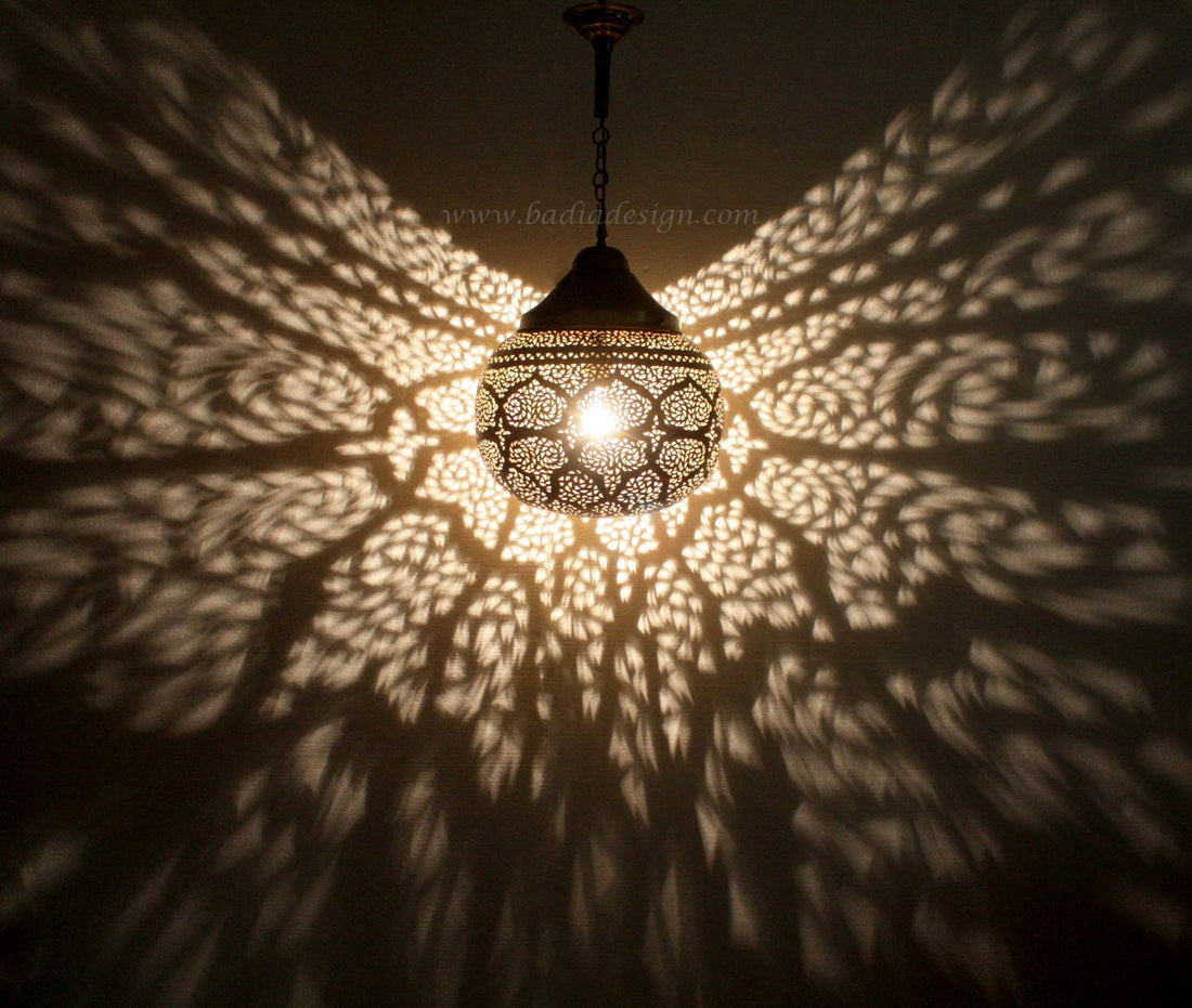 Hand Punched Silver Light Fixture