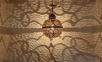 Round Brass Silver Ceiling Light Fixture