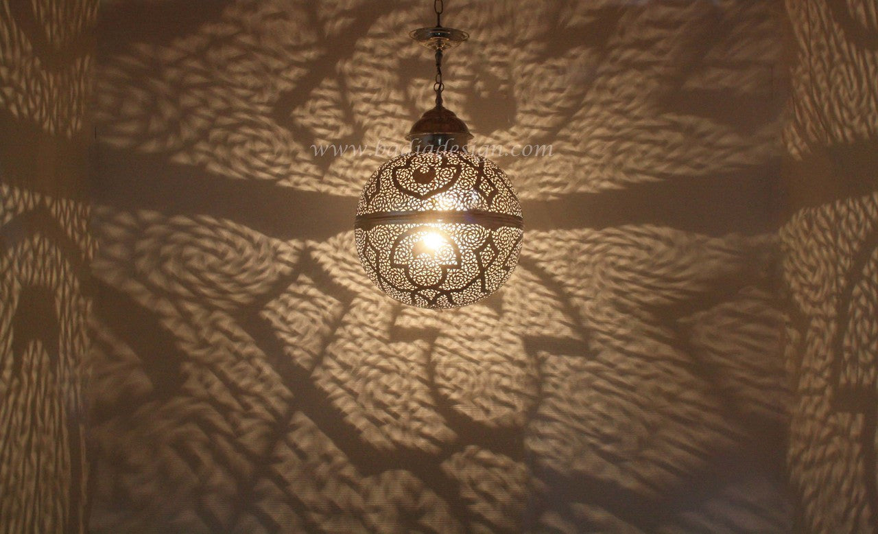 Round Brass Silver Ceiling Light Fixture