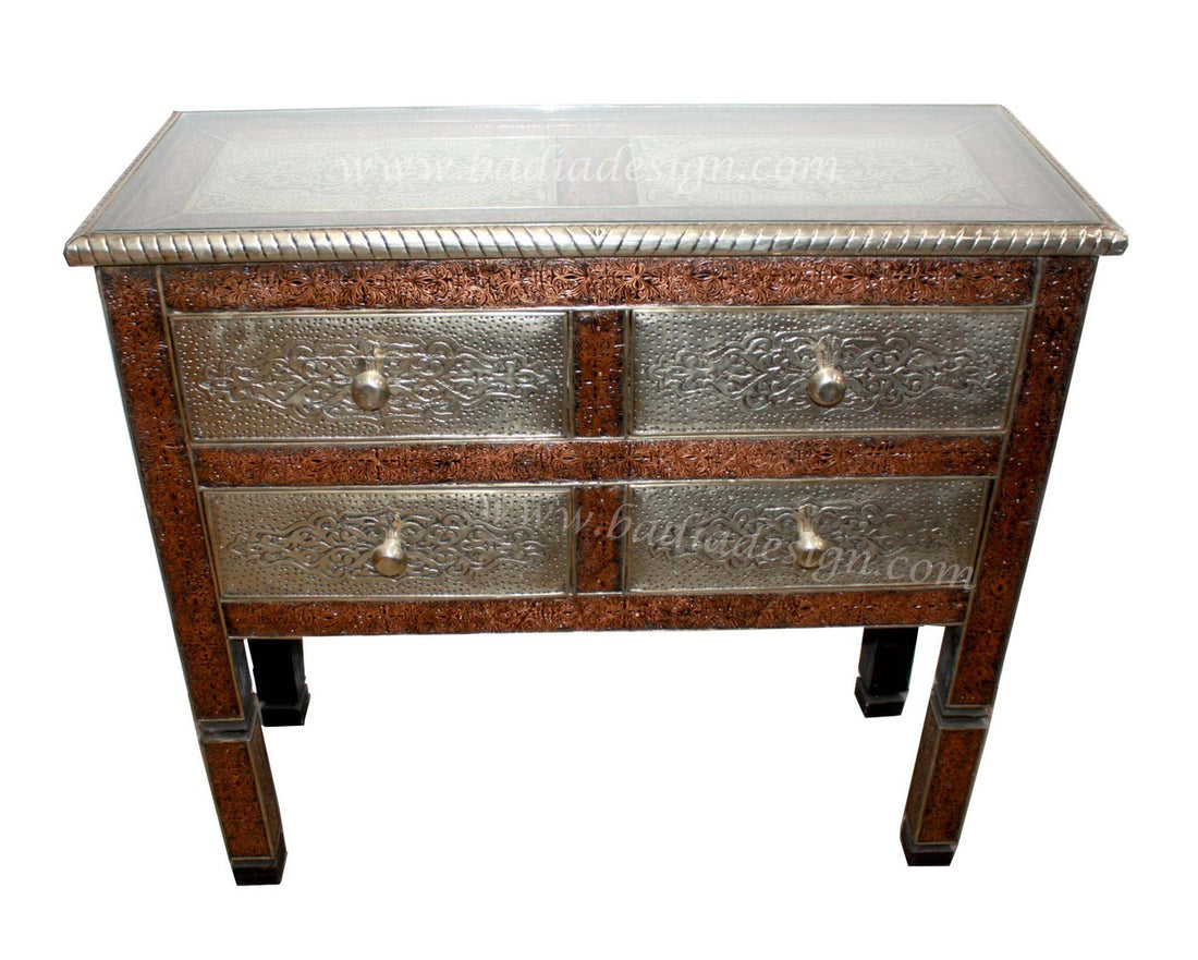 Embossed Nickel and Brass Cabinet