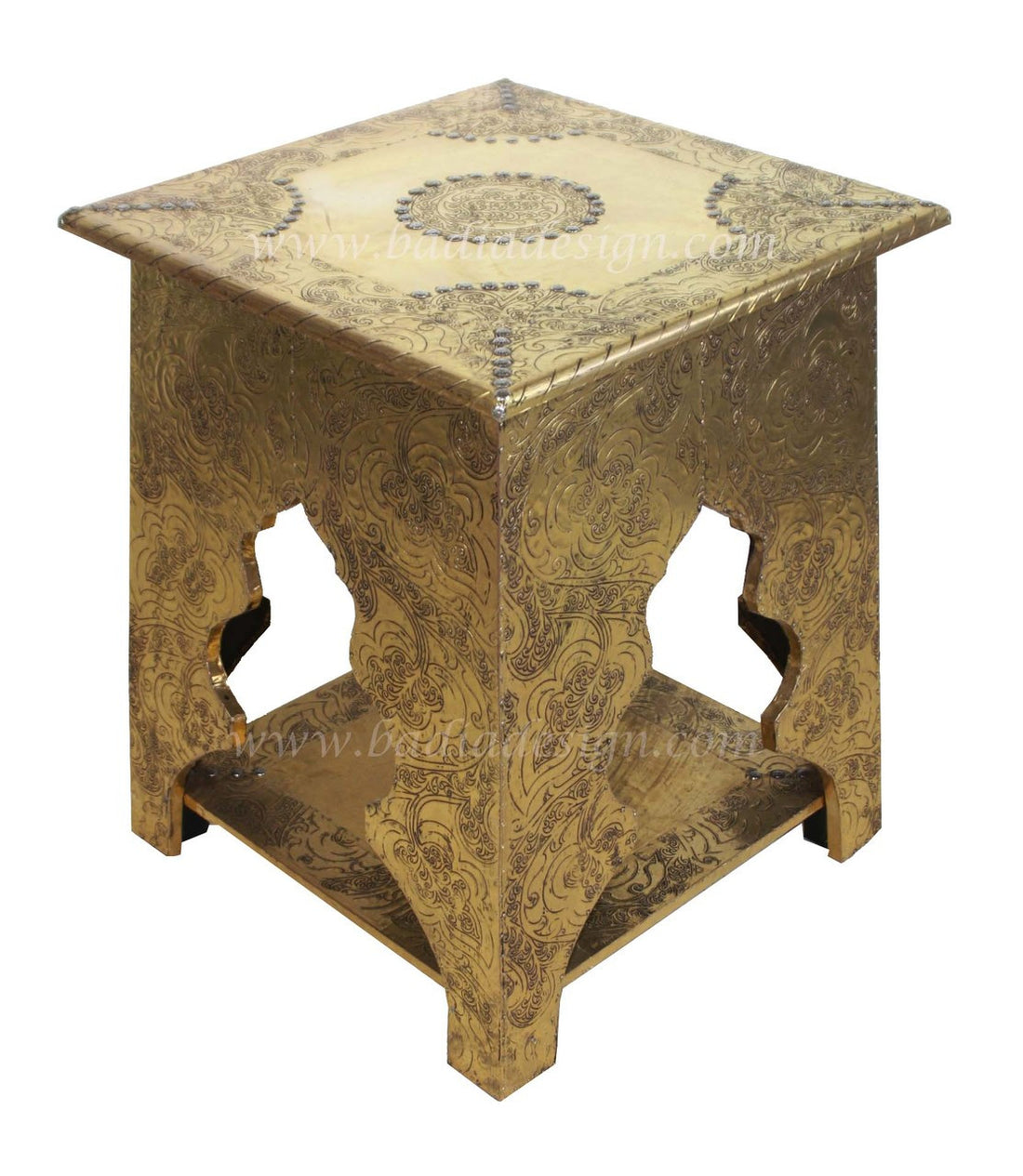 Cedar Carved Brass Embossed Table