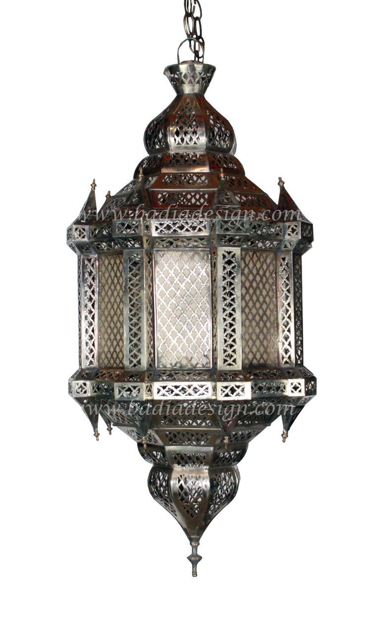 Ornate Hanging Brass and Silver Lantern