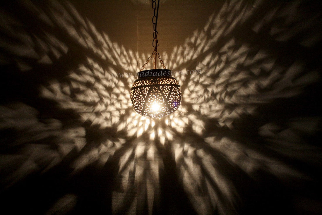 Hanging Hand Punched Silver Light Fixture