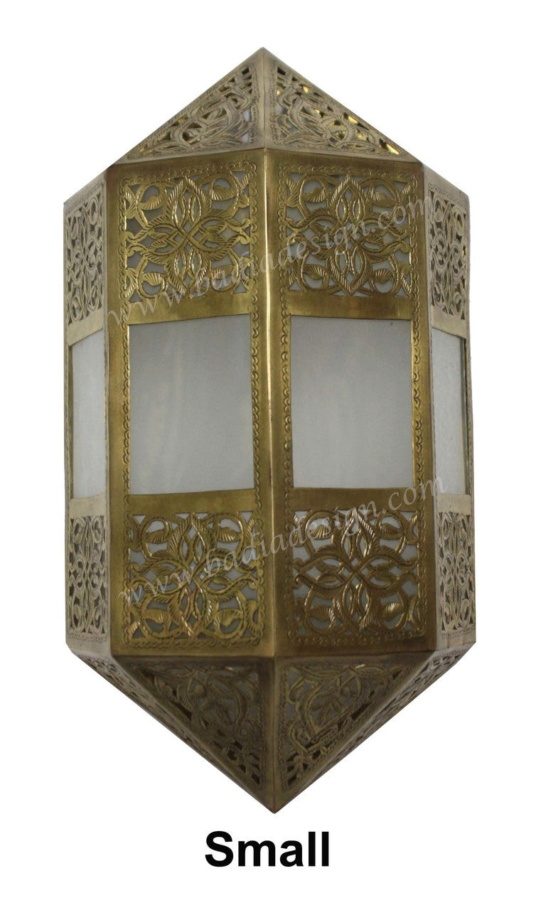 Brass Wall Sconce with White Glass