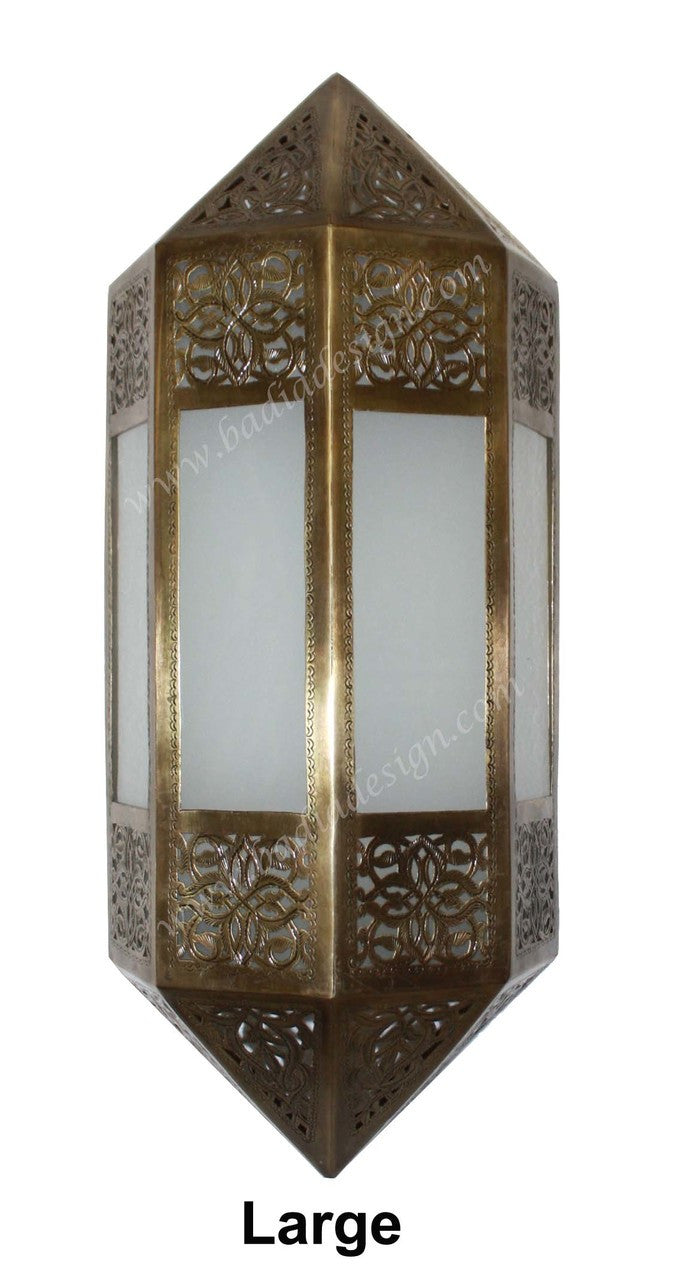 Brass Wall Sconce with White Glass