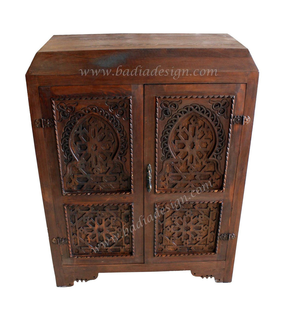 Moroccan Carved Cedar Wood Armoire