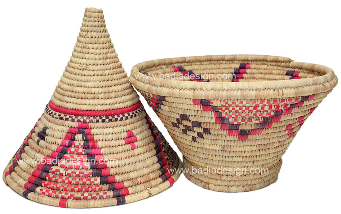 Moroccan Handmade Raffia Tajine with lid off