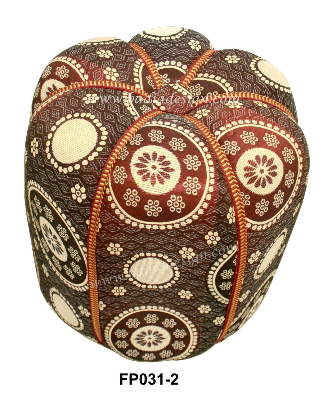 Embroidered Fabric Pouf with Vibrant Colors