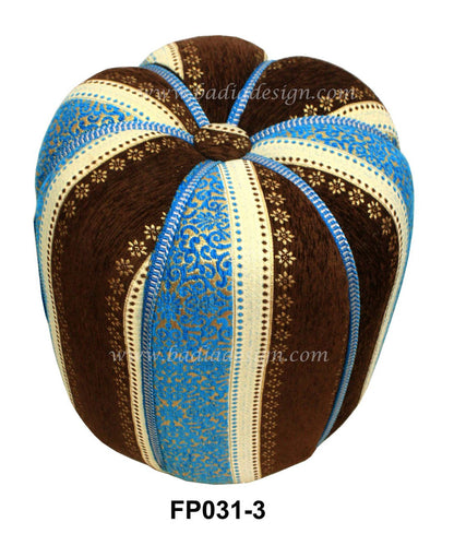 Embroidered Fabric Pouf with Vibrant Colors