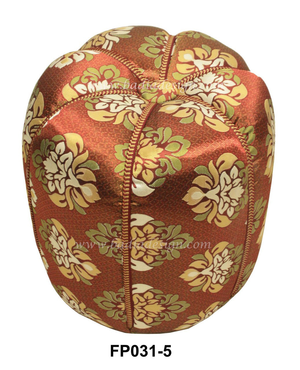 Embroidered Fabric Pouf with Vibrant Colors