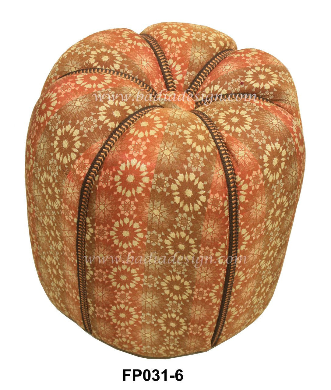 Embroidered Fabric Pouf with Vibrant Colors