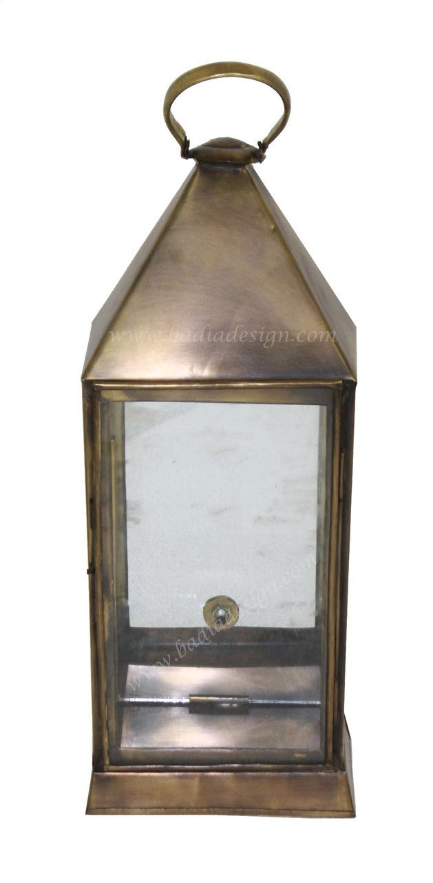 Brass Floor Lantern with Clear Glass
