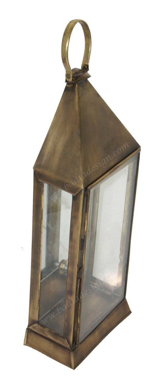 Brass Floor Lantern with Clear Glass