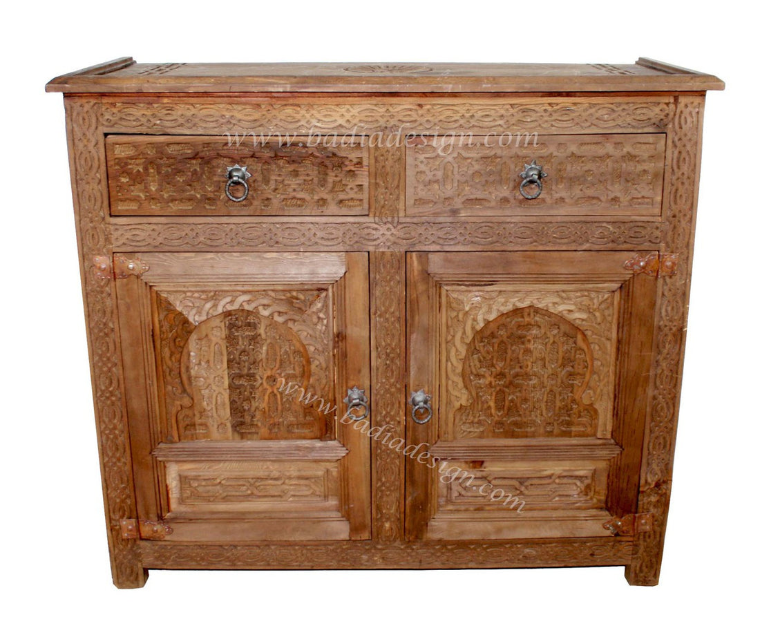 Hand Carved Cedar Wood Cabinet