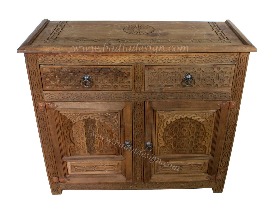 Hand Carved Cedar Wood Cabinet