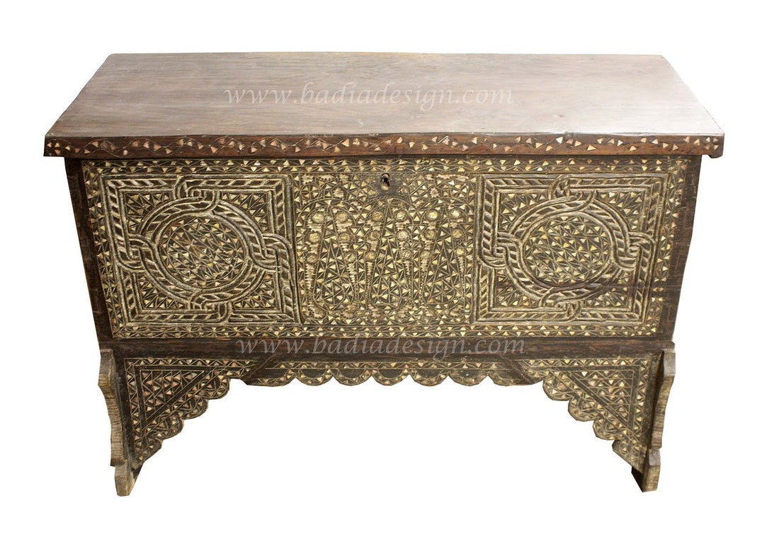 Hand Carved Mother of Pearl Inlay Cedar Trunk