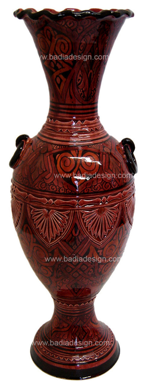 Hand Painted Carved Ceramic Vase