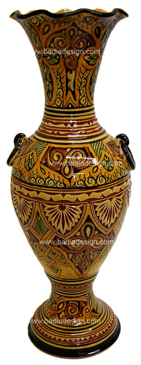 Hand Painted Carved Ceramic Vase