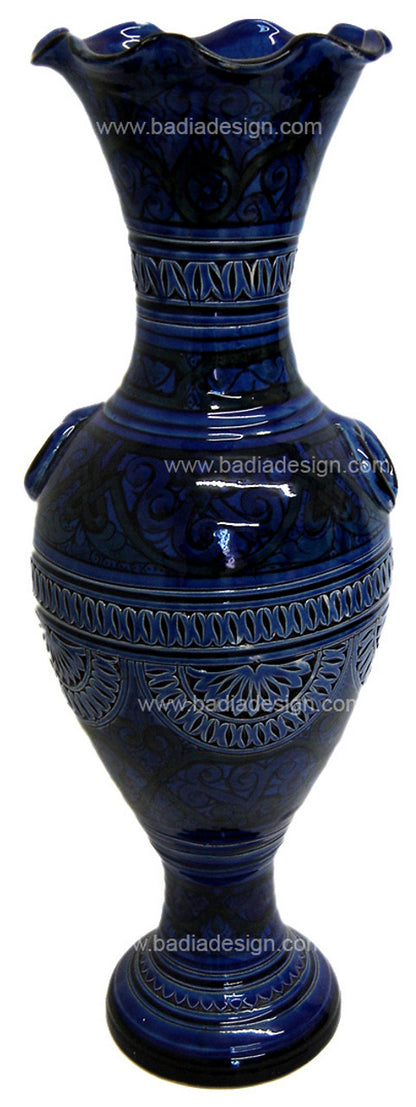 Hand Painted Carved Ceramic Vase