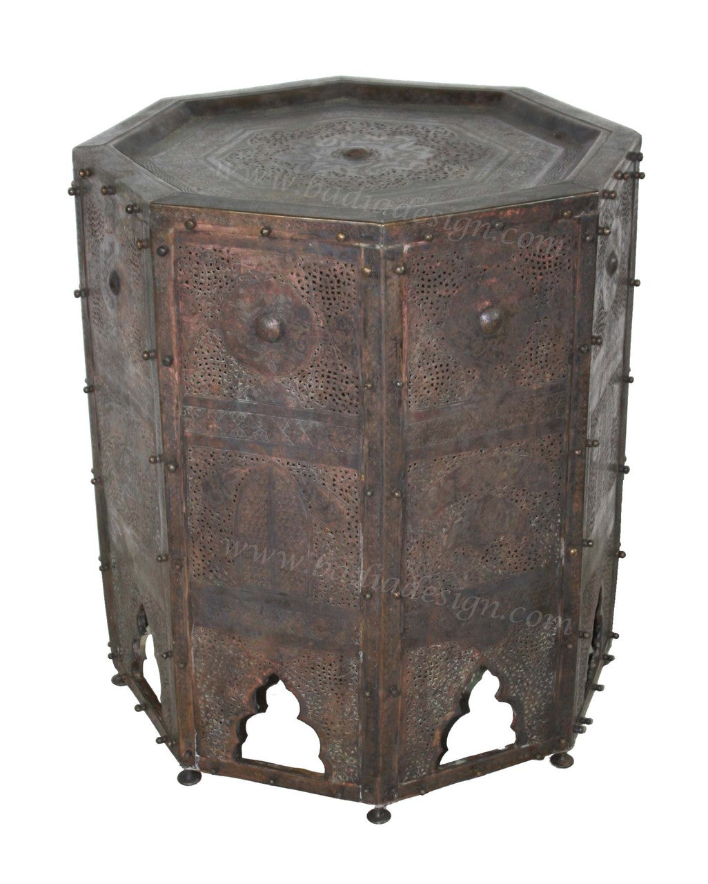 Vintage Syrian Brass Side Table - B-LT009