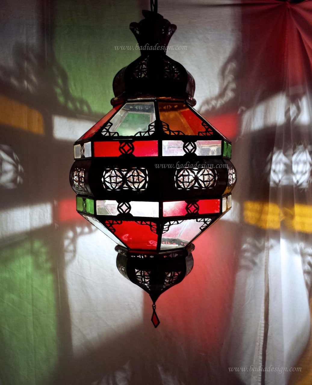 Hanging Lantern with Multi Color Glass