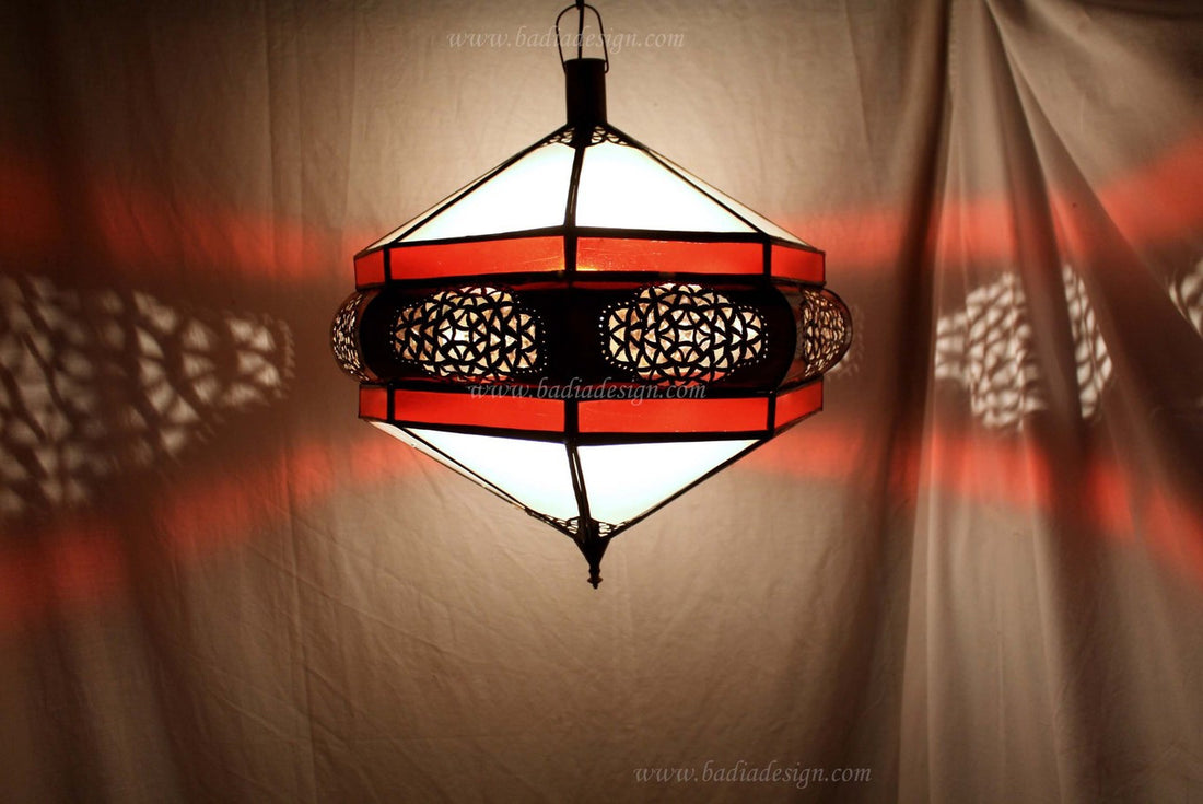 Hanging Lantern with Multi Color Glass