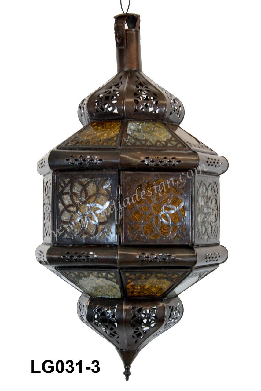 Hanging Lantern with Multicolor Glass