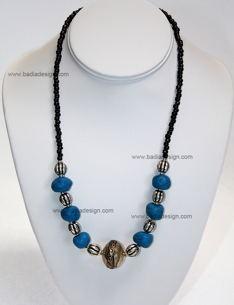 Moroccan Blue Gemstone Necklace - J011