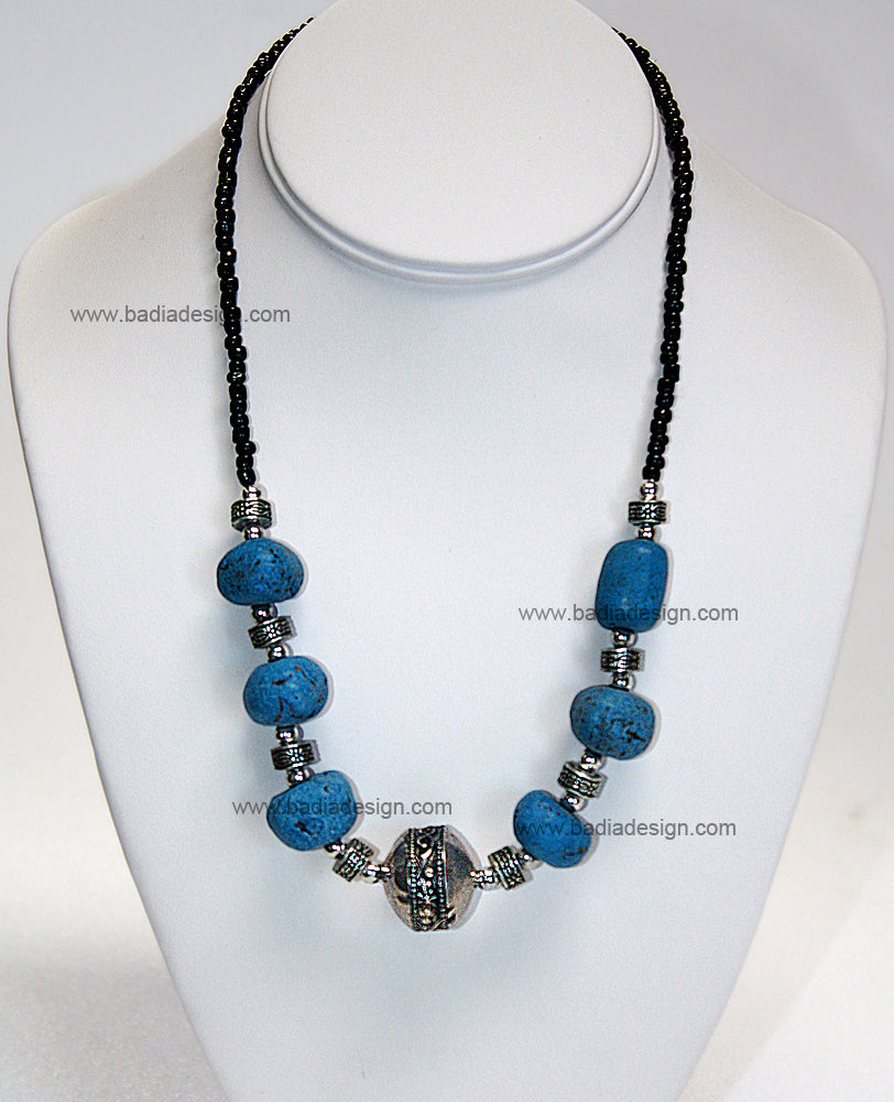 Moroccan Blue Gemstone Necklace - J016