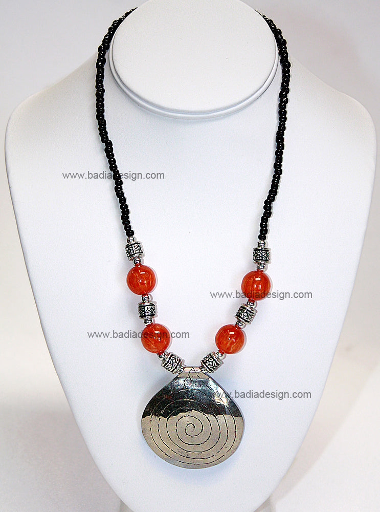 Moroccan Orange Gemstone Necklace - J021