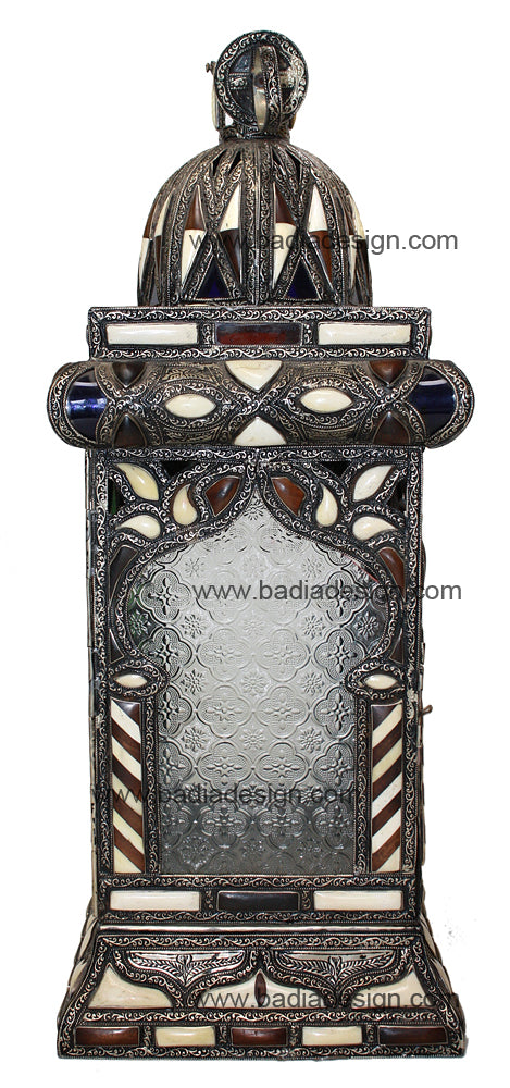 Metal and Bone Clear Glass Floor Lantern