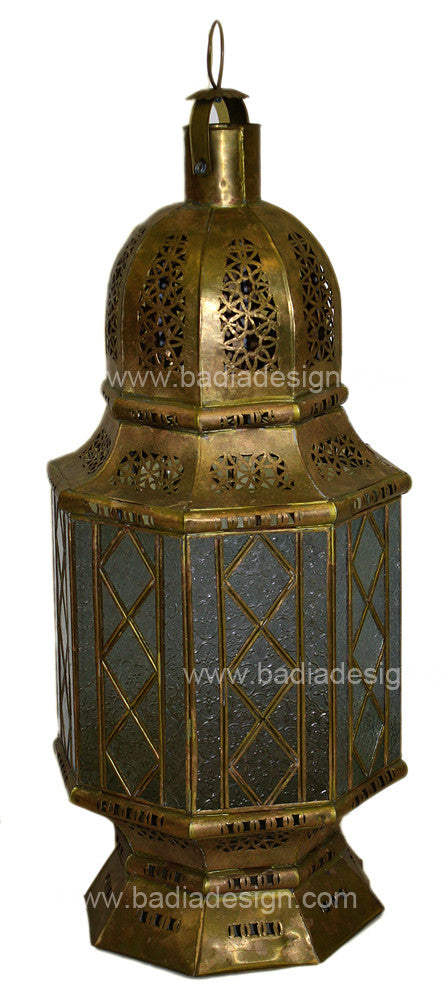 Moroccan Brass Lantern with Frosted Glass