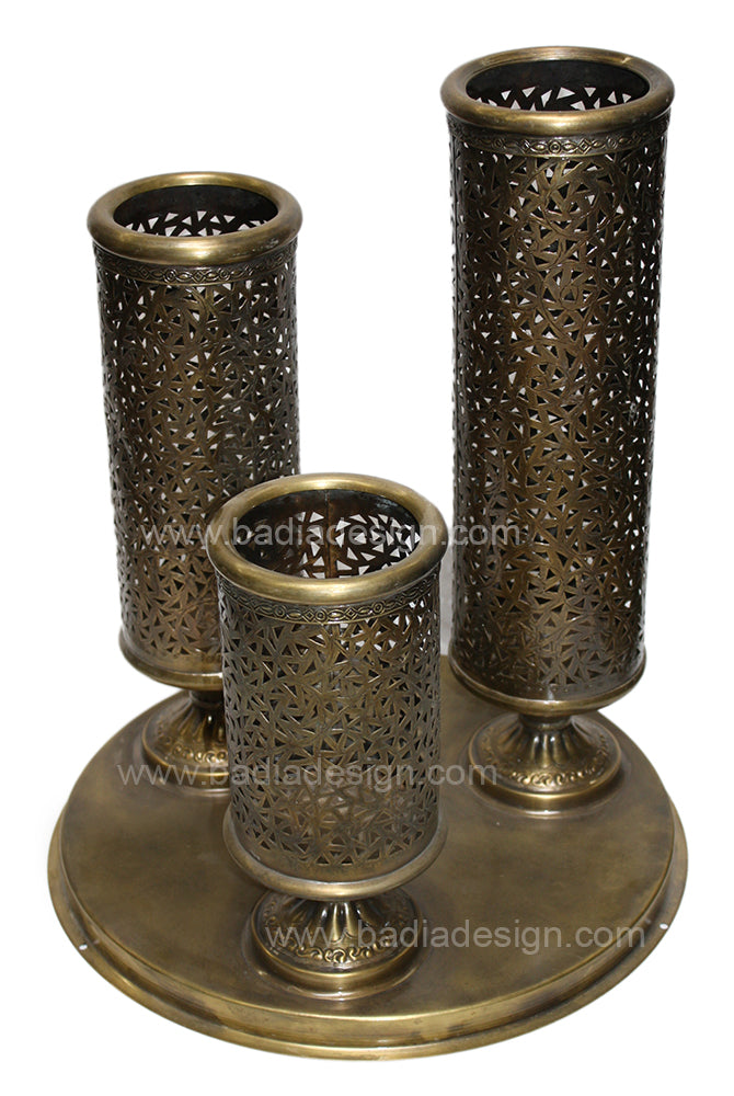 Three Cylinder Brass Tabletop Lamp