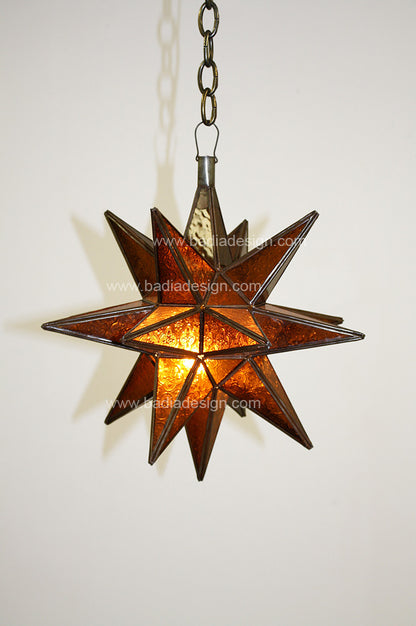 Star Lantern with Patterned Colored Glass