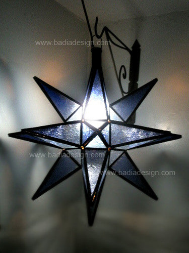 Star Lantern with Patterned Colored Glass