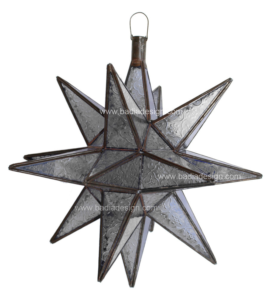 Star Lantern with Patterned Colored Glass