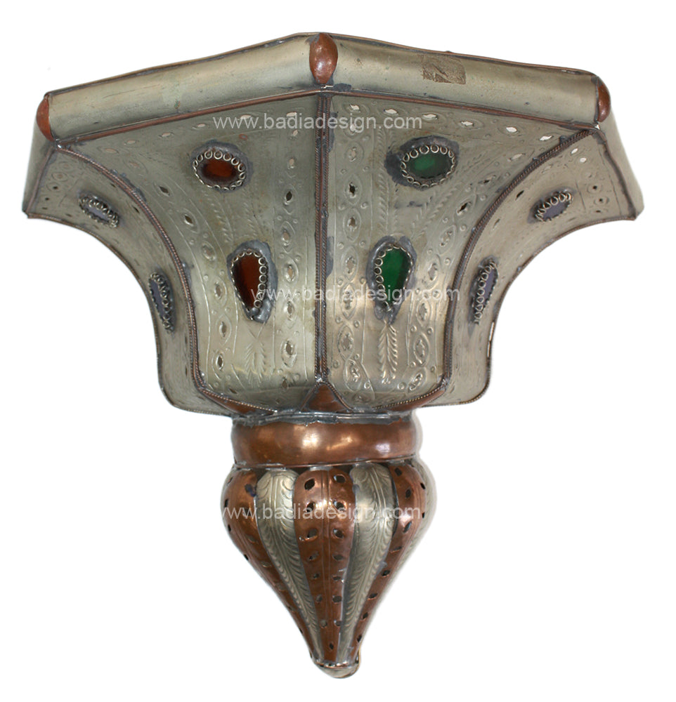 Metal Wall Sconce with Multi Color Glass