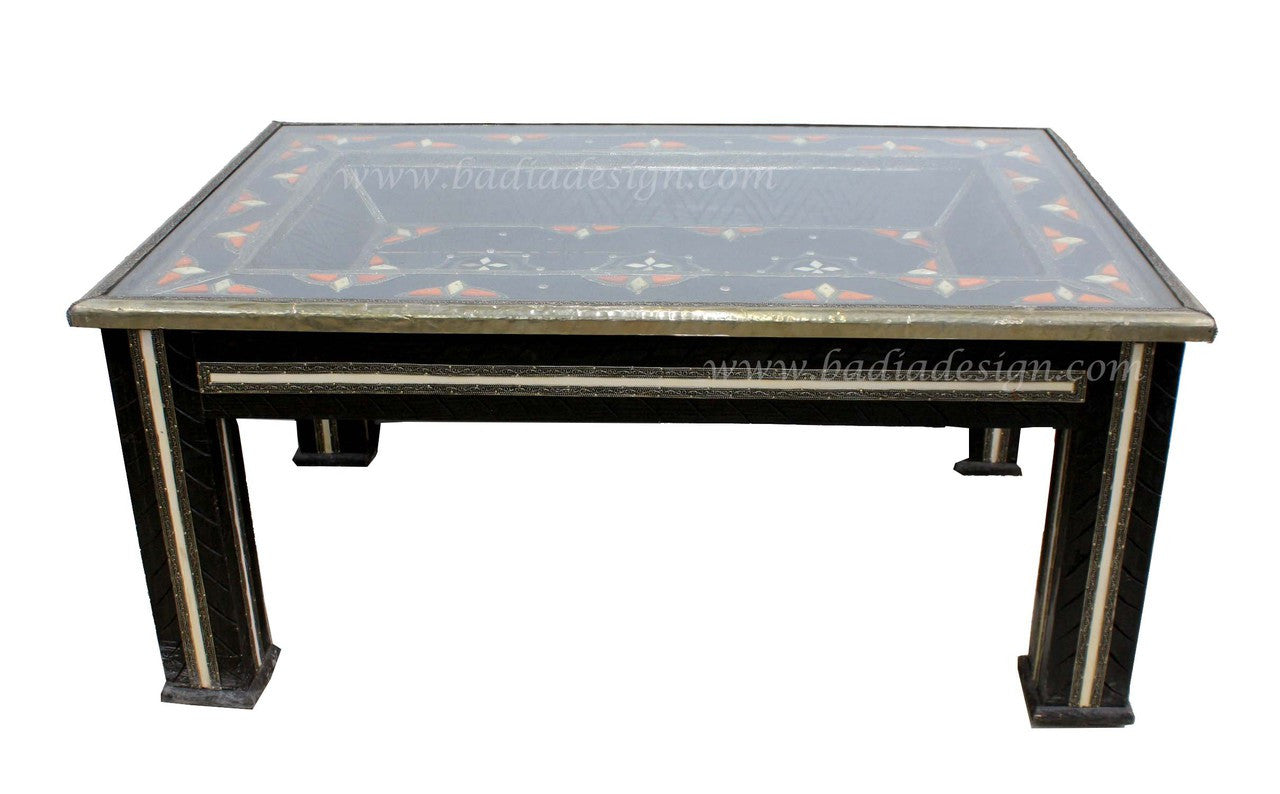Embossed Metal and Bone Rectangle Table