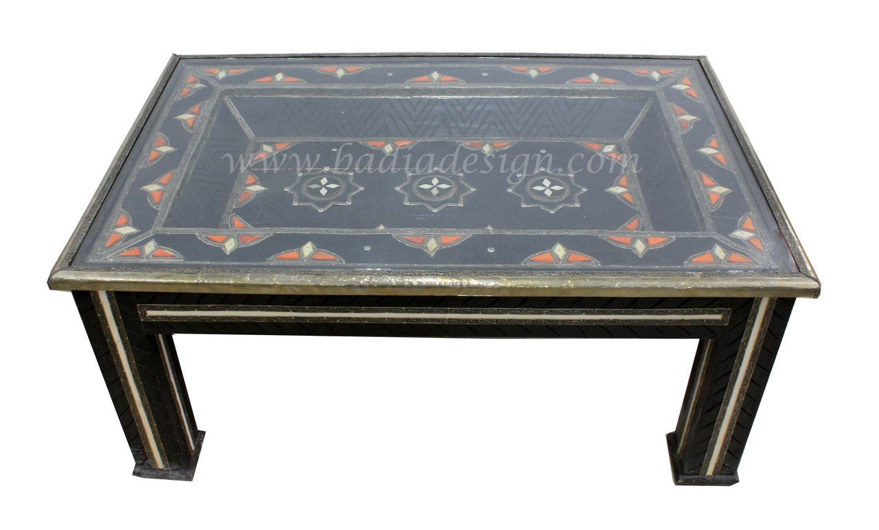 Embossed Metal and Bone Rectangle Table