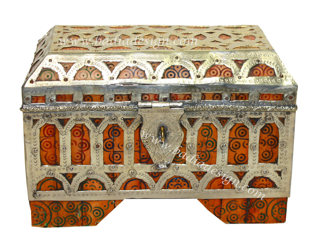 Moroccan Metal and Bone Jewelry Box