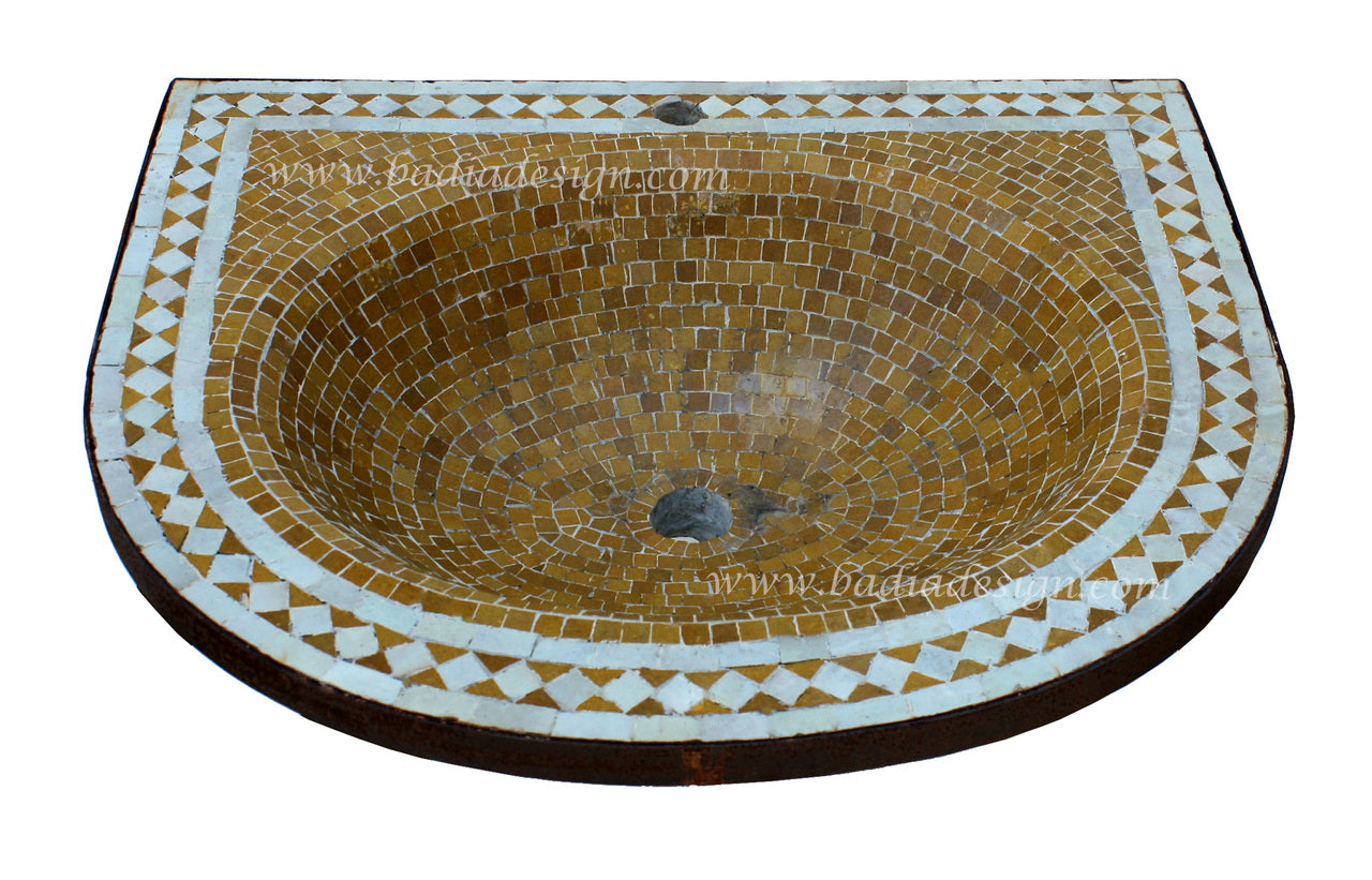 Yellow Moroccan Mosaic Tile Sink Top