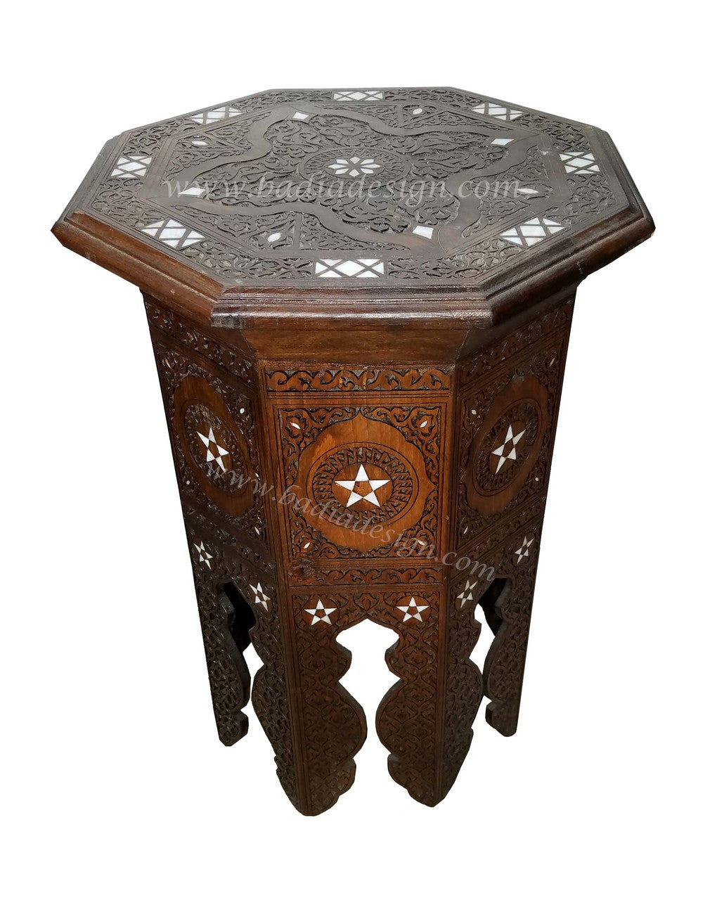 Mother of Pearl Inlaid Wooden Side Table