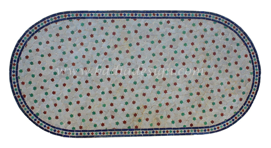 Moroccan Mosaic Oval Tile Table Top