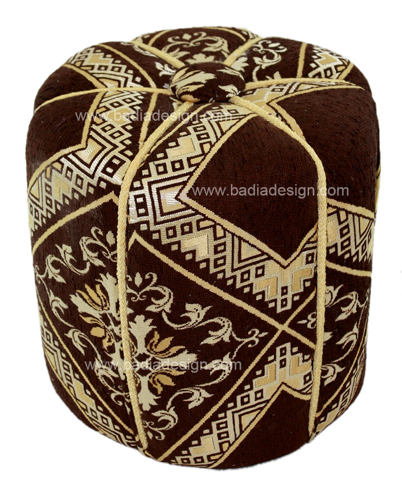 Brown Moroccan Stuffed Fabric Pouf