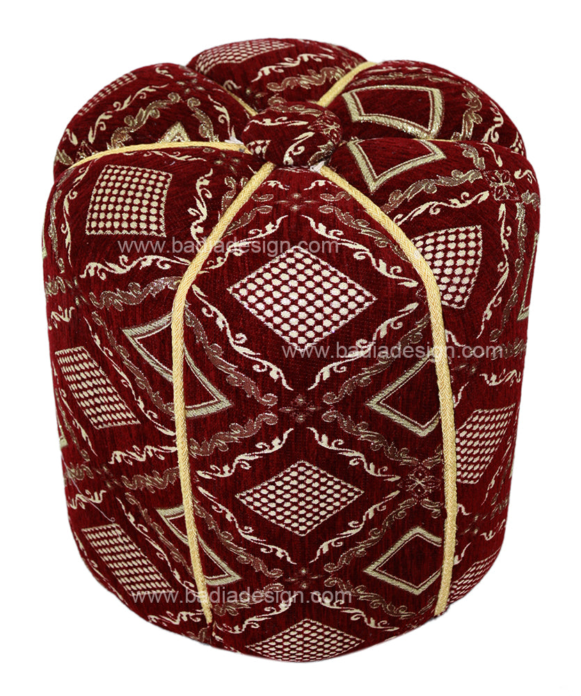 Burgundy Color Stuffed Fabric Pouf